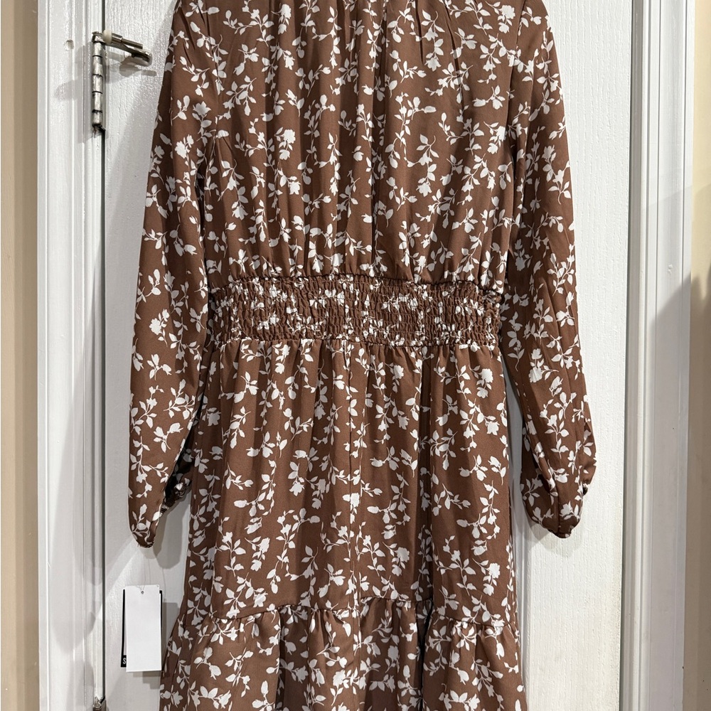 Steve Madden Brown Dress with White Floral Design